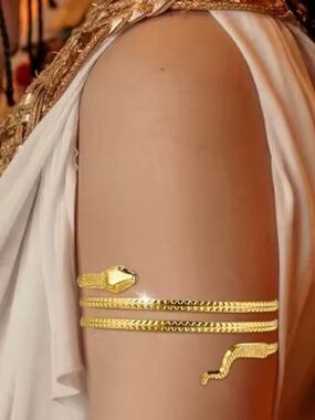 Triple-Band Gold Snake Arm Cuff - Women's Statement Upper Arm Bracelet